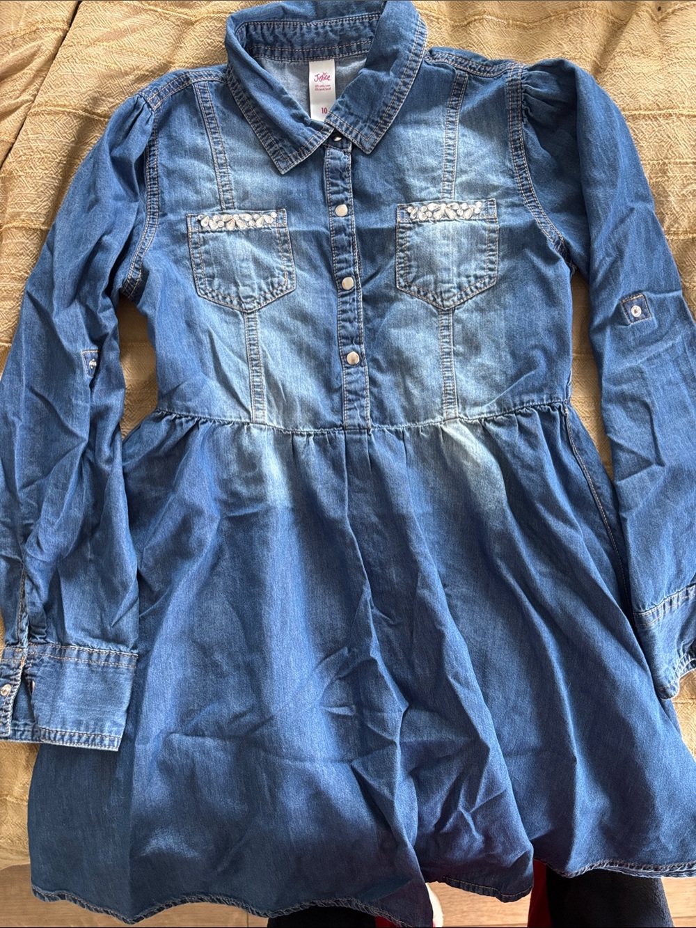 Justice Light Blue Denim Button-Front Dress